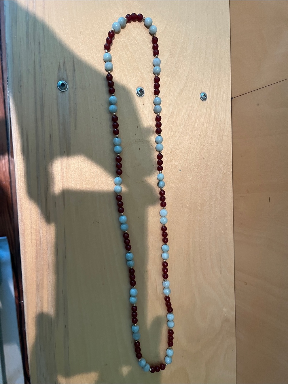 Handmade Red and White Beaded Necklace - Women Jewelry